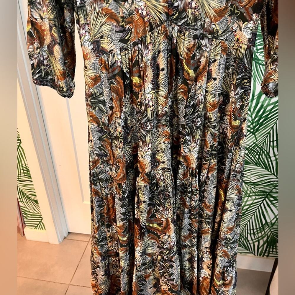 Anthropologie Jaase Feather Print Midi Dress Smal… - image 4